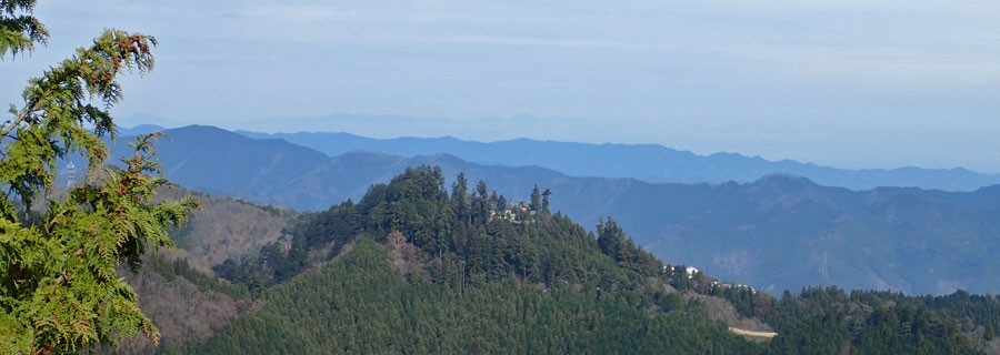 上高岩山・上高岩山から眺める関東の山々　※Onmousで山名を表示