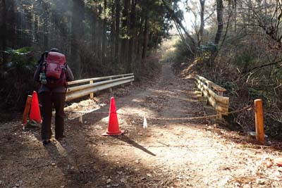 津久井堂所山・林道に車止め