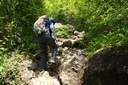 金時山・岩っぽい急坂
