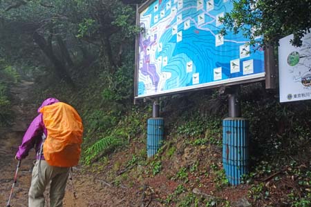 金比羅山と南沢あじさい山・金毘羅公園展望台の雨の中