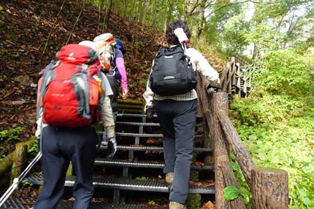 三頭山・三頭大滝へ向かう階段へ