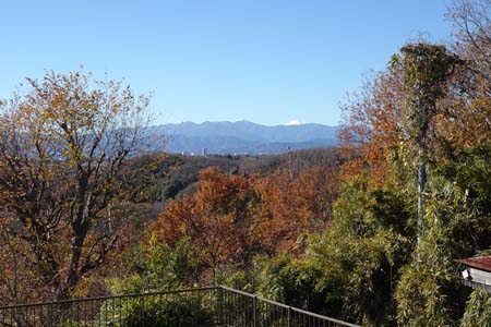 よこやまの道・丹沢の稜線の上に富士山