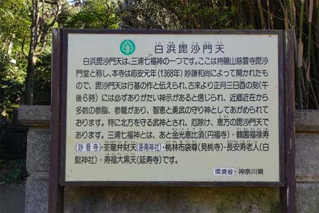 三浦市・白浜毘沙門天の白浜毘沙門天の案内板