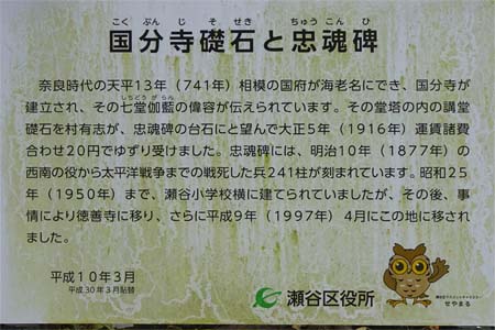 横浜市瀬谷区・瀬谷神明社の忠魂碑案内板