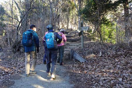 大野山・落ち葉を踏みしめながら階段の道を
