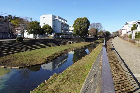 夏になると子供が遊ぶ親水広場