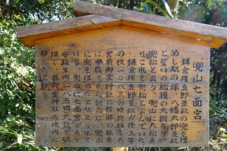 藤沢市・御霊神社の兜布丸山七面宮案内板