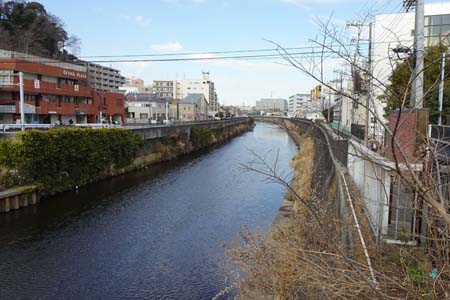 鎌倉市・柏尾川に沿って舗装道路