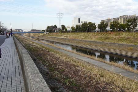 横浜市戸塚区・堤防沿いの遊歩道