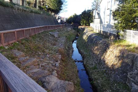 横浜市瀬谷区・相沢小学校脇に細い流れ