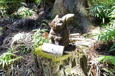 花じょろ道から高松山・登山道脇には木彫りのリス