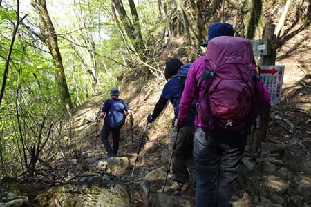 三頭山・見晴し小屋は巻き道を下り