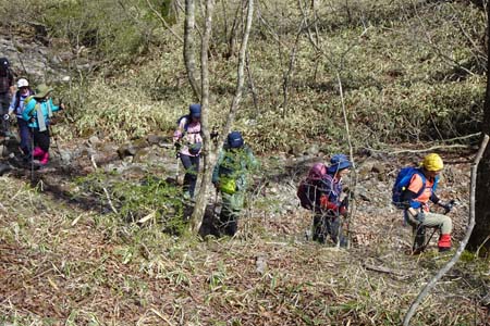 長七郎山・枯れた沢を登って行きます