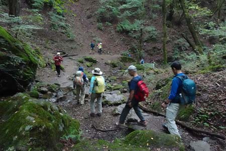 御岳山・沢沿いの遊歩道を下り