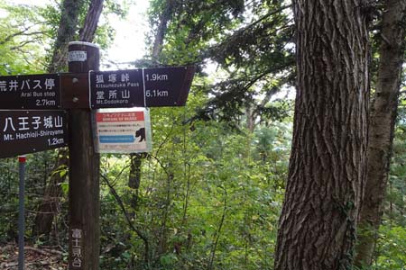 八王子城山・堂所山への道を分け