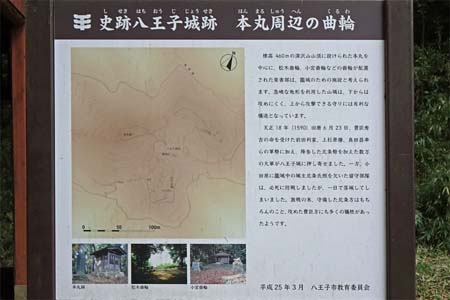 八王子城山・本丸周辺の案内板