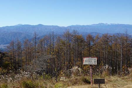 守屋山・雪を被った乗鞍岳と北アルプス