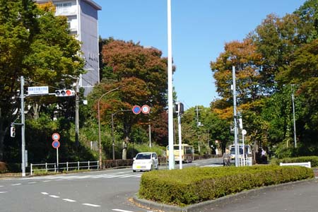 多摩市・恵泉女子大学前の交差点