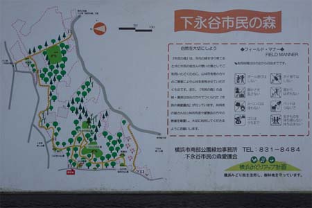 横浜市戸塚区・下永谷市民の森の案内板
