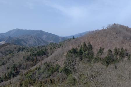 八重山から五感の森・振り返る東屋の頂の先に権現山