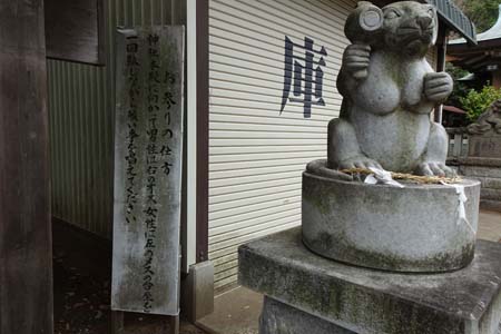 横浜市港北区・北新羽杉山神社の狛犬ならぬ狛ねずみ