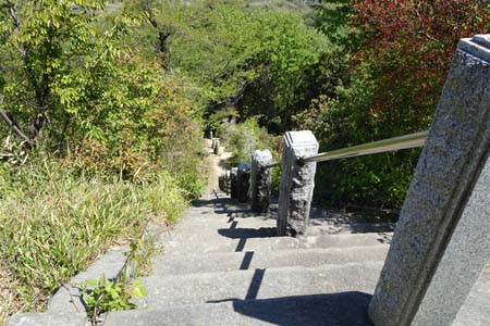 小川町・四津山神社の見下ろす男坂の石段