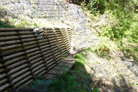 西山峠から南高尾山稜・修復された崩壊地