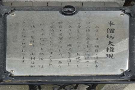 秩父市・少林寺の半僧坊大権現の案内板