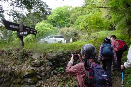 霞丘陵から塩船観音・ハイキングコースの道標