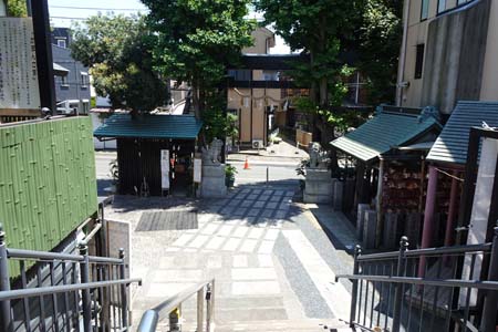 横浜市港北区・菊名神社の拝殿から見下ろす境内
