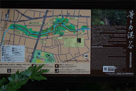 東京都世田谷区・等々力渓谷の案内板