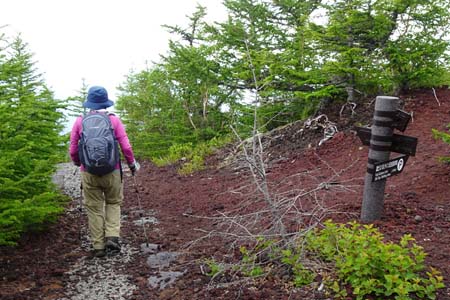 富士山お中道・道標に従い御庭火口へ