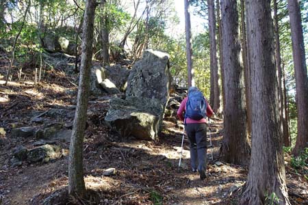 上高岩山・小さな岩場を登り