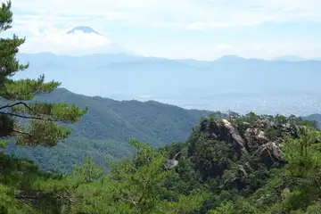 展望台から白砂山と富士山