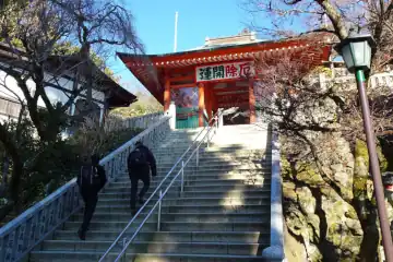 高尾山の石段の上に仁王門