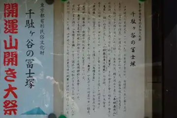 鳩森八幡神社の千駄ヶ谷富士塚の案内板