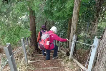 飯山観音の急な階段の下り