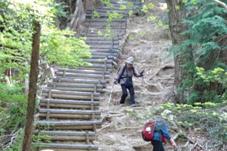 西山峠から草戸山・急な階段