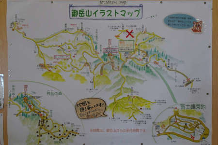 奥ノ院峰、鍋割山、上高岩山・御岳山のイラストマップ
