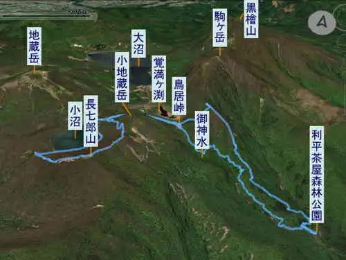 利平茶屋跡から長七郎山・登山コース