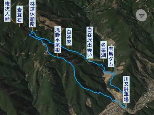 白谷沢から棒ノ折山・登山コース