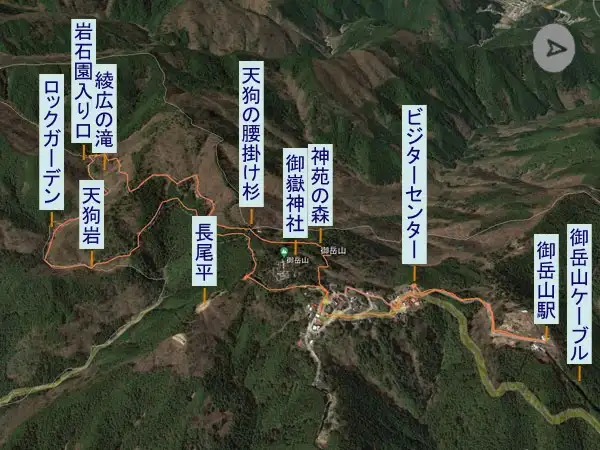 御岳山からロックガーデン・登山コース