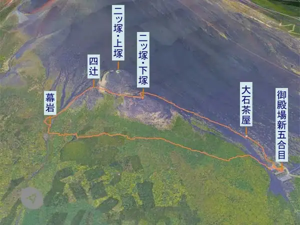 幕岩から二ッ塚・登山コース