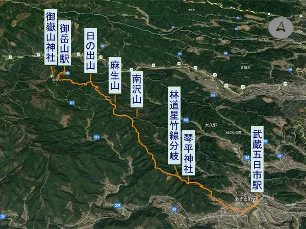 日の出山から金毘羅尾根