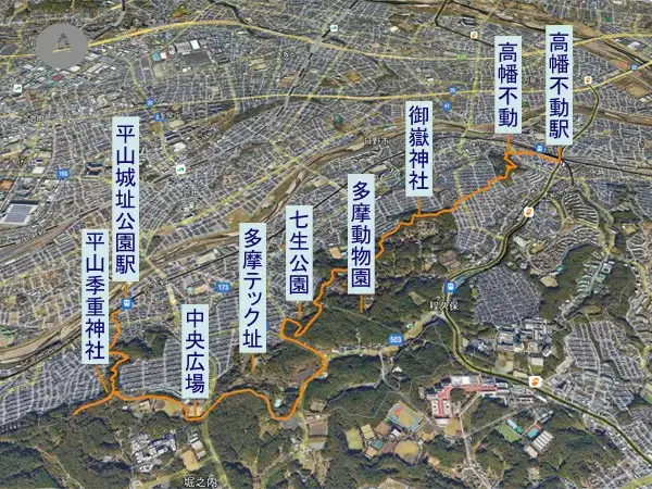 高幡不動から平山城址公園・ハイキングコース
