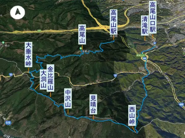南高尾山稜　登山コース