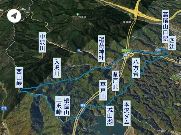 西山峠から草戸山　登山コース