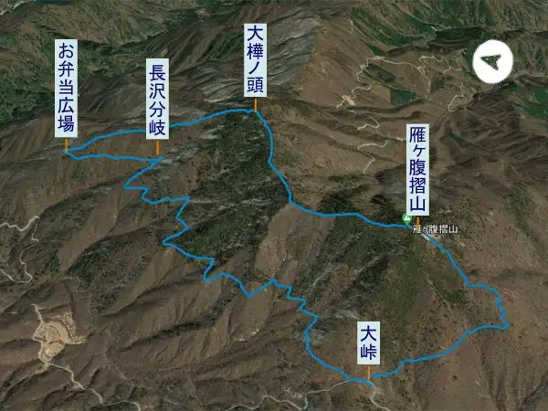 雁ヶ腹摺山・シオジの森　登山コース