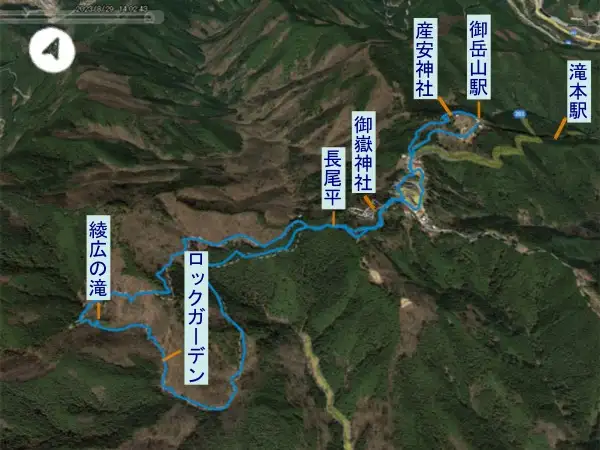御岳山からロックガーデン　登山コース