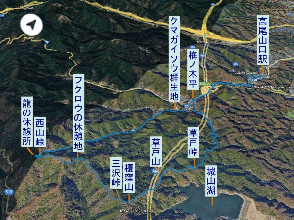 西山峠から草戸山　登山コース